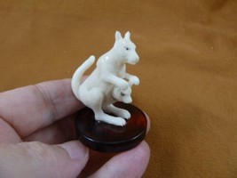 (tb-kang-1) white Mama + baby joey kangaroo Tagua NUT palm figurine Bali carving - £31.53 GBP