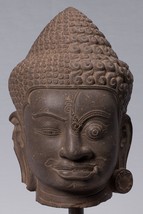 Ancien Khmer Style Marron Pierre Yaksha &amp; Yakshaswaroop Shiva Tête - 47cm/19 &quot; - £3,691.87 GBP