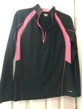 NWT Ladies HIND Black &amp; Neon Coral Long Sleeve Fleece Lined Shirt - Medium - $29.99