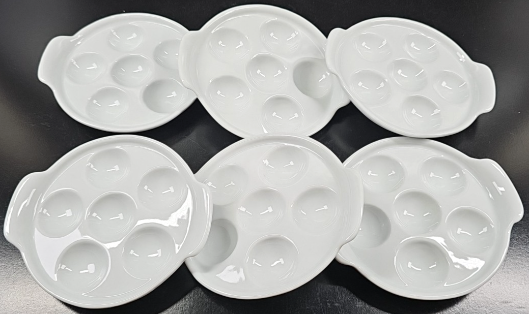 6) IKEA White Escargot Dishes Set Snail Serving Appetizer Plate French T... - $78.97