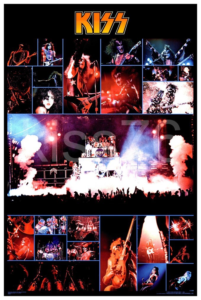 KISS 1976 ALIVE 36 x 52 Black With White Border Jumbo Custom Poster - $95.00