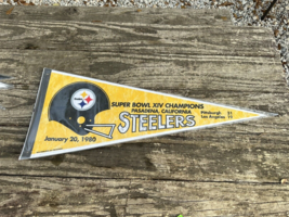1980 Super Bowl Xiv Pittsburgh Steelers World Champs Pennant - £22.58 GBP