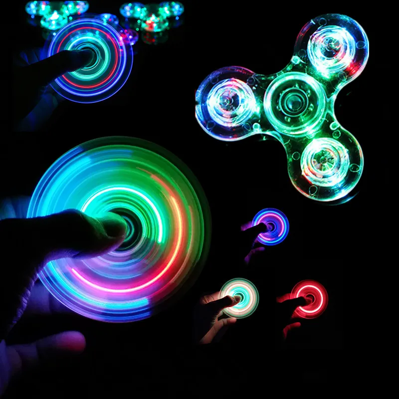 Luminous LED light Fidget Spinner Hand Top Spinners Glow in Dark Light EDC Figet - £9.74 GBP