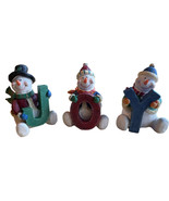 3 Snowmen Figurines Holding a Letter When Together The Letters Spell JOY! - £15.56 GBP