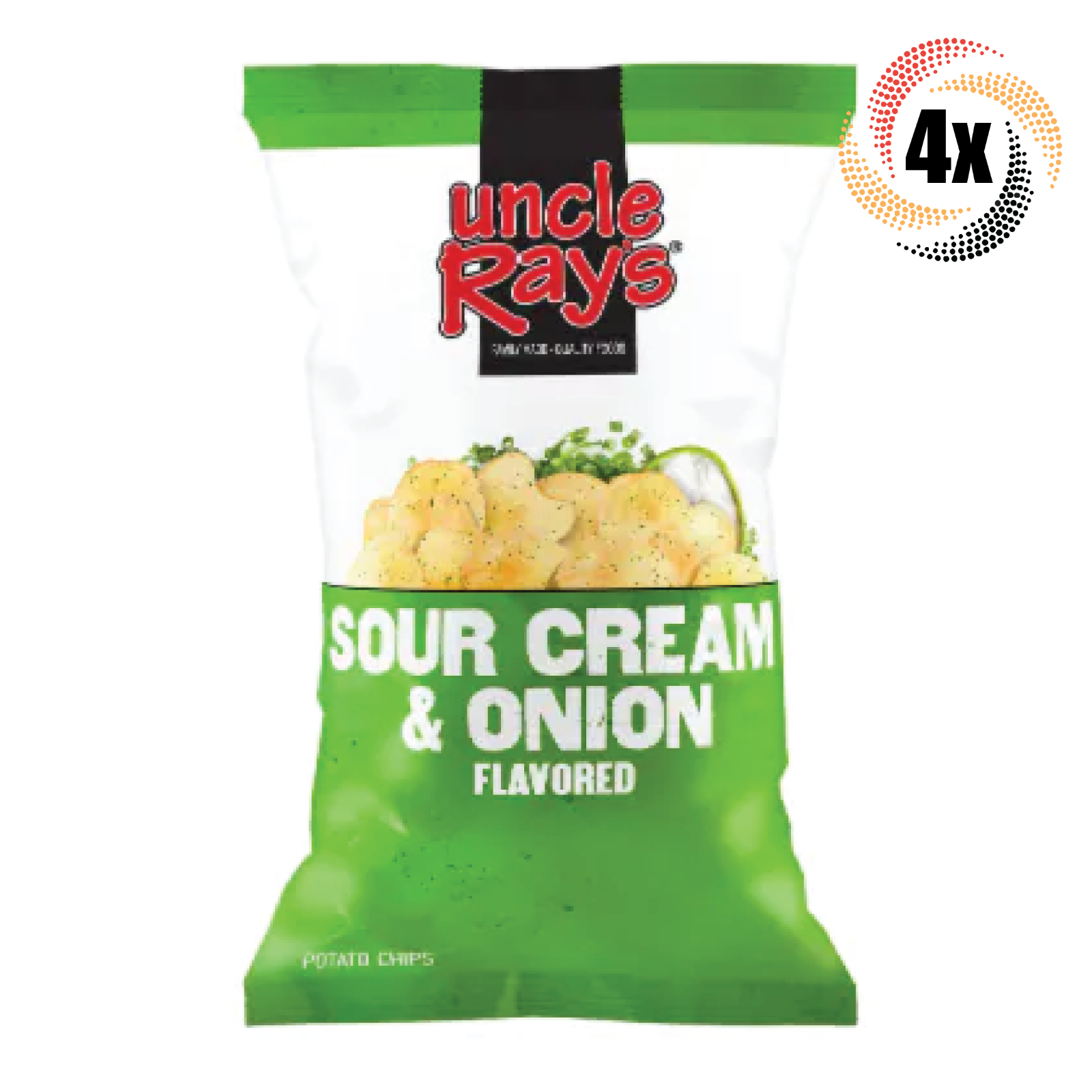 4x Bags Uncle Ray's Sour Cream & Onion Flavor 4.5oz | Official MLB Chips - $18.38