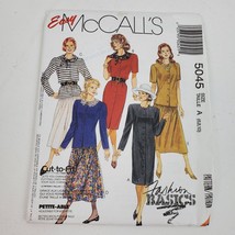 Vintage McCall&#39;s EASY 5045 Sewing Pattern Miss Dress Top Collar Skirt A 6 8 10 - £8.55 GBP