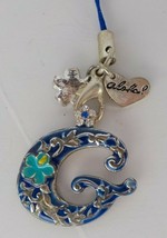 Painted Metal Keychain Blue Silver Letter &quot;G&quot; Charm Hibiscus Flower Aloha Hawaii - £4.78 GBP