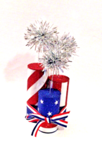 Patriotic Firecrackers with RWB Ribbon Bow Table Decorations - 4th of July - $10.99