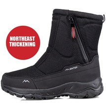 Winter Mens Hiking Boots Couple Snow Boots Plus Velvet Warm Side Zipper ... - £56.77 GBP