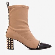 The Amethyst Studded Beige & Black Suede Leather Women’s Boot image 4