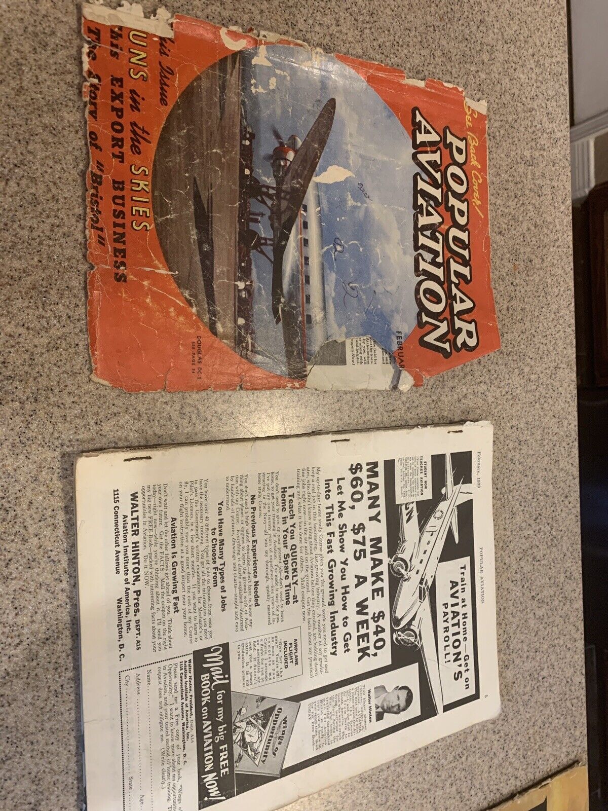 Primary image for February 1938 POPULAR AVIATION vintage airplane magazine