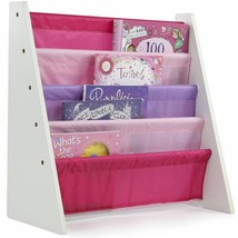 Pink Purple Girls Book Rack Magazine Storage Organizer Nylon Pockets Lib... - £73.60 GBP