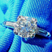 Earth Mined DIAMOND Deco Engagement Ring Antique PLATINUM Solitaire APPRAISAL 5 - $7,310.25