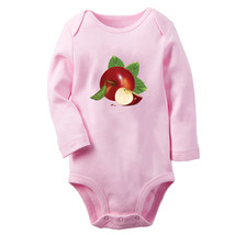 Babies Fruit Apple Pattern Romper Newborn Bodysuits Infant Jumpsuit Long Outfits - £8.75 GBP