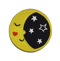 Cartoon Sleeping Moon Embroidered Iron On Patch 2.9&quot; Inspiration Funny Humor Lau - £6.28 GBP