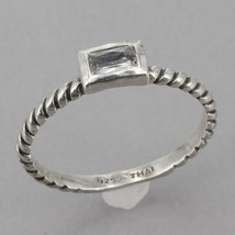 Retired Silpada Sterling Belle Fleur CZ Rectangle Stackable Ring R2465 Size 10 - £15.68 GBP
