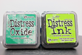 2 Pack! Tim Holtz Ranger Distress Ink Pad Twisted Citron &amp; Oxide Lucky Clover - £9.93 GBP