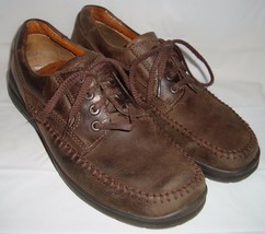 ECCO Dark Brown Nubuck Leather Oxfords 40 9 Lace Up Walking Shoes  - $29.26