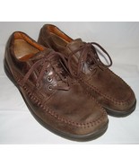 ECCO Dark Brown Nubuck Leather Oxfords 40 9 Lace Up Walking Shoes  - $40.13 CAD