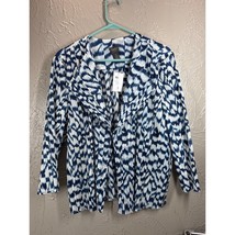 CHICOS Travelers Womens Blue &amp; White Cardigan Lightweight Stretchy Size ... - $557.80 MXN