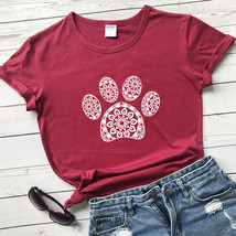 Unisex  Paw Footprint Pattern Printing Loose Short-sleeved T-shirt Pet Lovers - $28.00