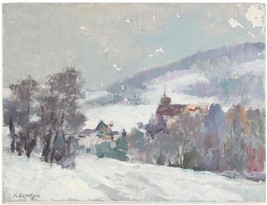 Untitled ( Hiver Scène ) Par Joseph Kapelyan Huile sur Toile 31.8cm x 41.9cm - £1,057.00 GBP