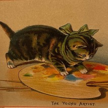 E. Levering Coffee Trade Card 381 Kitten Young Artist Vintage Baltimore - $4.94