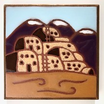 vintage Territorial Tile Trivet Southwestern Santa Fe NM Adobe Home Mountains - £31.96 GBP