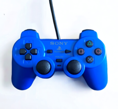 PS2 Controller for Sony PlayStation 2 DualShock Blue Wired Remote - USED... - £12.40 GBP