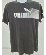 Puma Mens Black Printed Short Sleeve Crew Neck Comfort T Shirt Size Large - £16.71 GBP