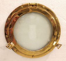 12&quot; Brass Porthole Windows Glass Antique Nautical Boat Port Photo Frame Wall Dec - £42.44 GBP