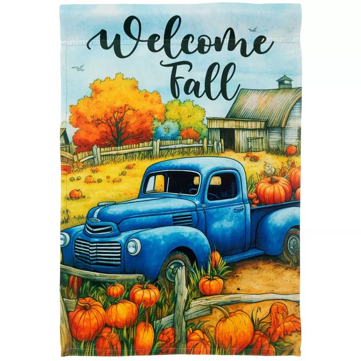 Welcome Fall Vintage Truck Garden Flag- 2 Sided Message, 12&quot; x 18&quot; - $5.99