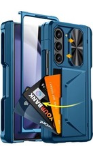 For Galaxy Z Fold 5 5G Case 3 Card Holder Pen Holder Full Protection Lake Blue - £23.84 GBP