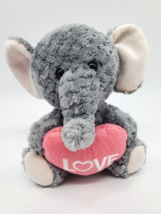 Dan Dee Valentine Elephant Gray Chenille w Love Heart Plush 8&quot; Stuffed T... - £7.81 GBP