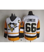 Penguins #66 Mario Lemieux Jersey Old Style Uniform White - €42,53 EUR