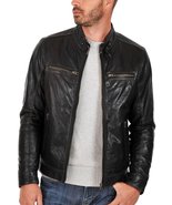 Hidesoulsstudio Mens Genuine Black Leather Jacket for Men #111 - £94.81 GBP