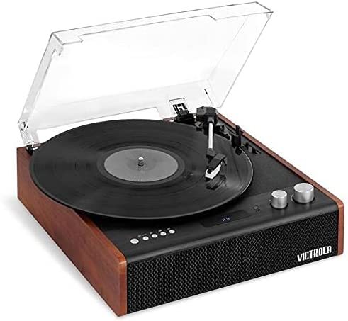 Brighton Dual Bluetooth Turntable With Built-In Speakers, Mah) In Mahogany.  			