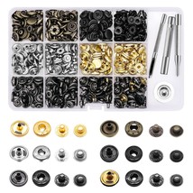 120 Set Leather Snap Fasteners Kit, 12.5Mm Metal Button Snaps Press Stud... - $24.99