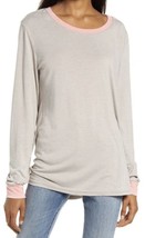 NWT Treasure &amp; Bond Long Sleeve Ringer T-Shirt Grey Light Heather Coral Sz S - £9.35 GBP