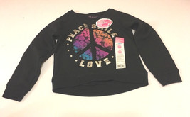 Hanes Sweatshirt Girls Size XS 4-5 HI-lo Hem Crew Neck Black - £8.63 GBP