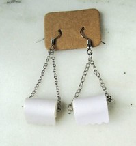 Handmade Toilet Paper Roll Dangle Earrings Funny Jewelry C3562 - £20.27 GBP