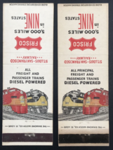 2 Vintage SLSF Frisco Railway Diesel Powered Mirror Image Pair Matchbook... - $8.59