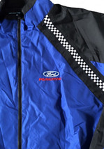 Vintage Ford Racing Logo Jacket 2XL New Royal Blue Zip Front Windbreaker - £38.72 GBP