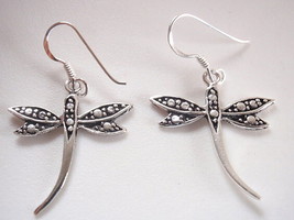 Spotted Dragonfly Dangle Earrings 925 Sterling Silver Corona Sun Jewelry - $9.89