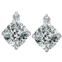 0.02CTTW Stylish Diamond Cushion Topaz Gemstone Birthstone Stud Earring Silver - £36.36 GBP