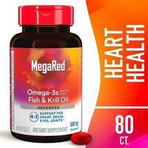 MegaRed &quot;4 in 1&quot; Omega-3s Fish &amp; Krill oil  (80 Ct) Exp 02/2027 Dmgd Box - $464.39 MXN