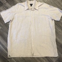 J. Ferrar Shirt Men&#39;s 2XLT Tall Button Linen Blend Beige Beachy Casual O... - $16.69
