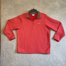 Columbia Sweater Mens Large Red Quarter Zip Sweatshirt Fleece Pullover Warm - $20.69