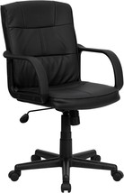 Mid-Back Black Leathersoft Swivel Task Office Chair With Arms From Flash - £119.85 GBP