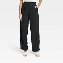 Women&#39;s High-Rise Straight Trousers - A New Day Black 14 - $24.99